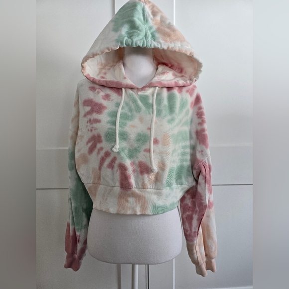 Aeropastale Tie-Dye Hoodie Sweatshirt - Pink, Green, Cream - Picture 2 of 12